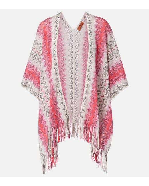 Missoni Pink Lame Fringed Poncho