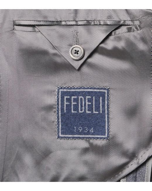 Fedeli Gray Cashmere Blazer for men