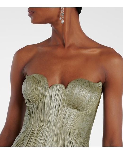 Maria Lucia Hohan Green Jasleen Strapless Silk Tulle Corset Gown
