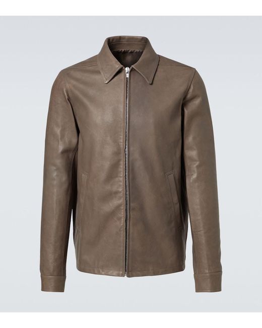 Rick Owens Brown Brad Leather Jacket for men