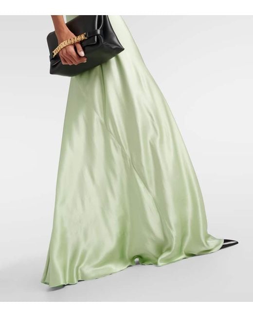 Vestido lencero de saten Victoria Beckham de color Green