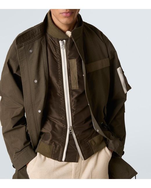 Sacai Green Cotton-Blend Ripstop Jacket for men