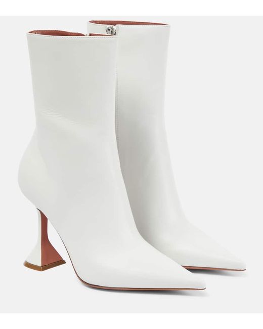 AMINA MUADDI White Ankle Boots Giorgia Glass 95 aus Leder