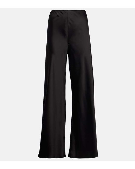 Pantalones anchos de saten de tiro alto Norma Kamali de color Black