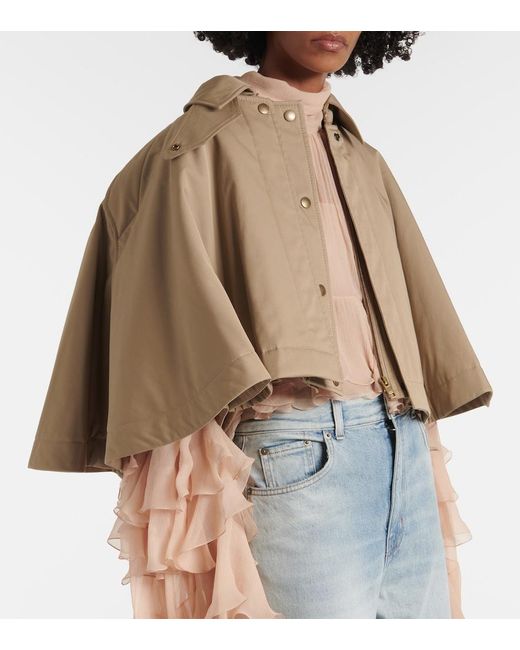 Chloé Natural Cropped Cape Aus Baumwollgabardine
