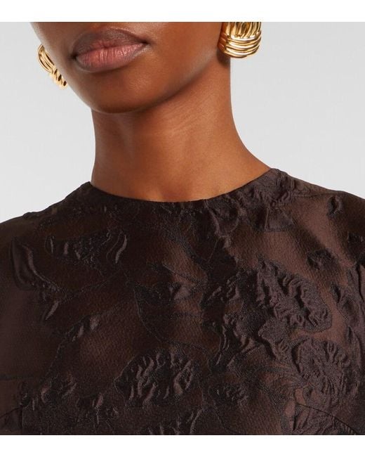 Emilia Wickstead Black Flared Embroidered Midi Dress