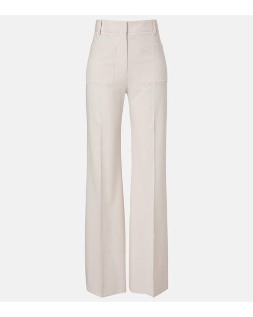 Victoria Beckham White Alina High-Rise Wide-Leg Pants