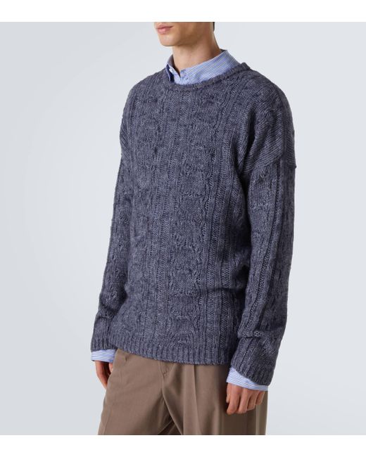 Our Legacy Blue Popover Cable-knit Wool-blend Sweater for men