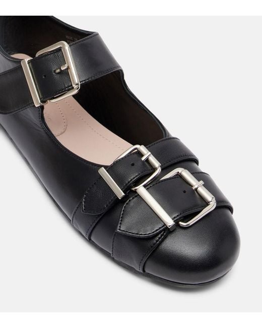 Simone Rocha Black Buckle Ballerina Leather Ballet Flats