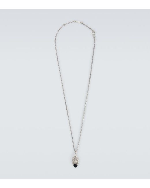 Bottega Veneta White Sterling Pendant Necklace for men