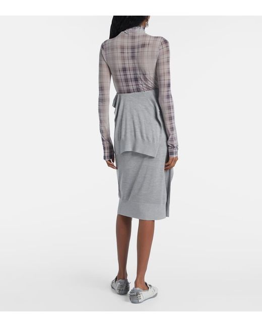 Jupe Midi En Soie Acne en coloris Gray