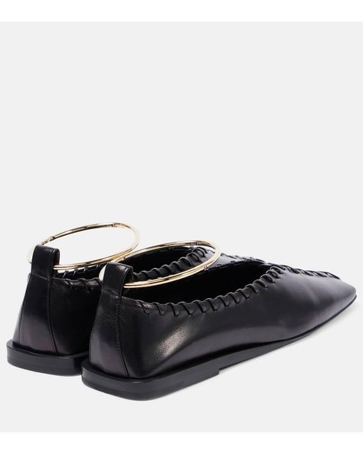 Jil Sander Black Leather Ballet Flats