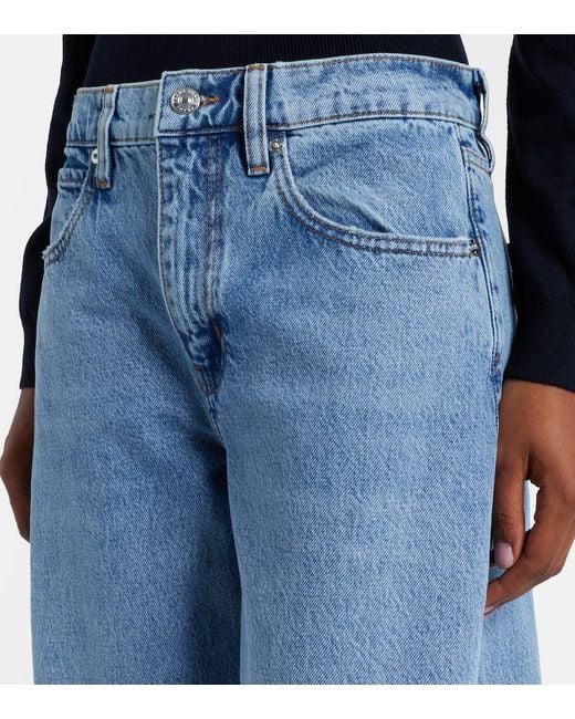 FRAME Blue Mid-Rise Barrel Jeans Low Slung