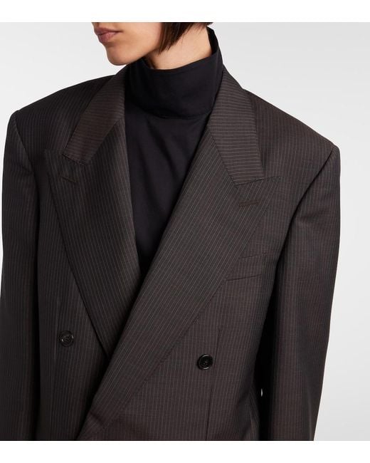Gucci Black Pinstripe Wool And Mohair Blazer