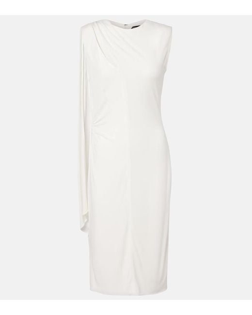 Tom Ford White Cutout Shoulder-Drape Viscose Crepe Jersey Cocktail Dress