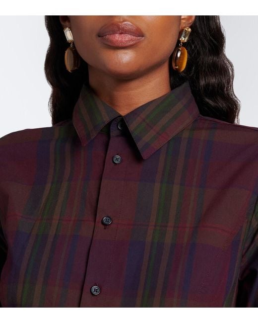Polo Ralph Lauren Purple Plaid Cotton-Blend Shirt Dress