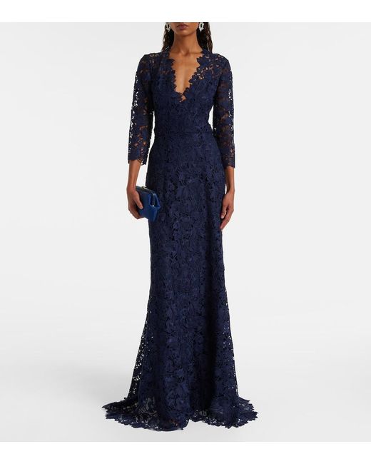 Monique Lhuillier Blue Lace Gown