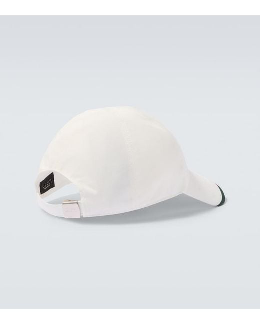 Gucci White Web Stripe Cotton-Blend Baseball Cap for men