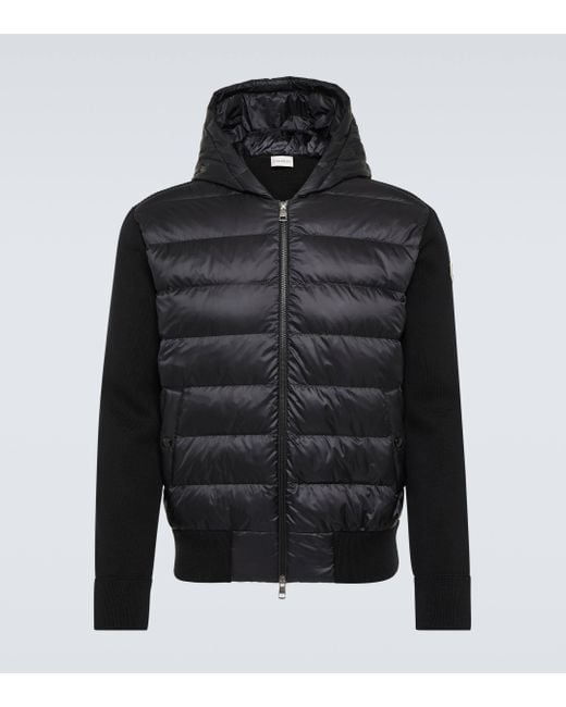 Moncler Black Striped Padded Hoodie for men