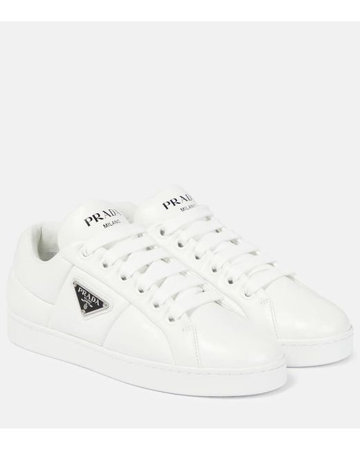 Prada White Triangle-Logo Padded Sneakers
