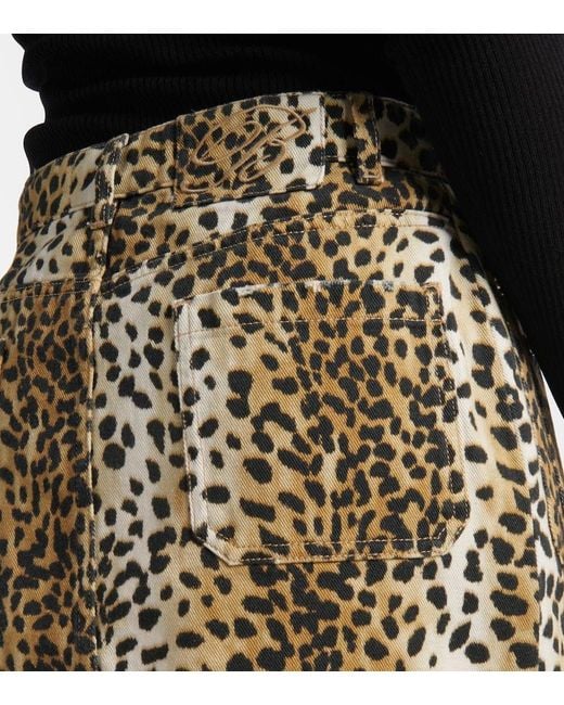 Blumarine Natural Leopard-Print Cotton Miniskirt