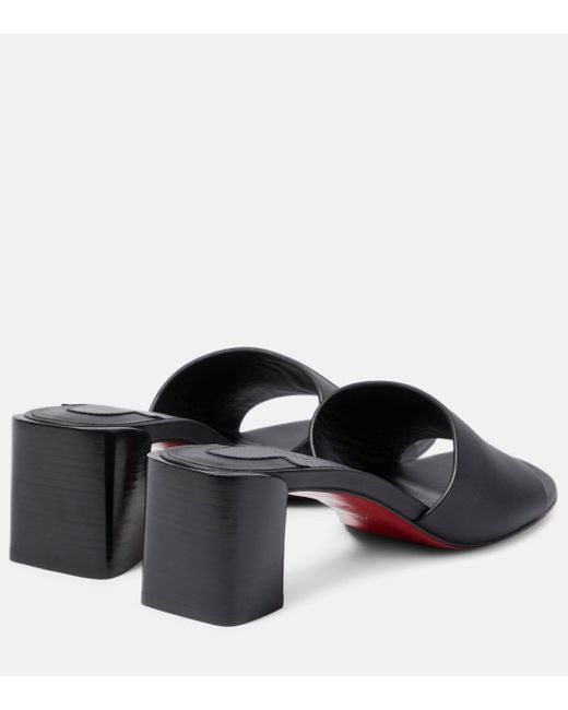Christian Louboutin Black So Cl 55 Embossed Leather Mules