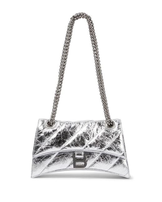 Balenciaga Crush Small Leather Shoulder Bag in White Lyst