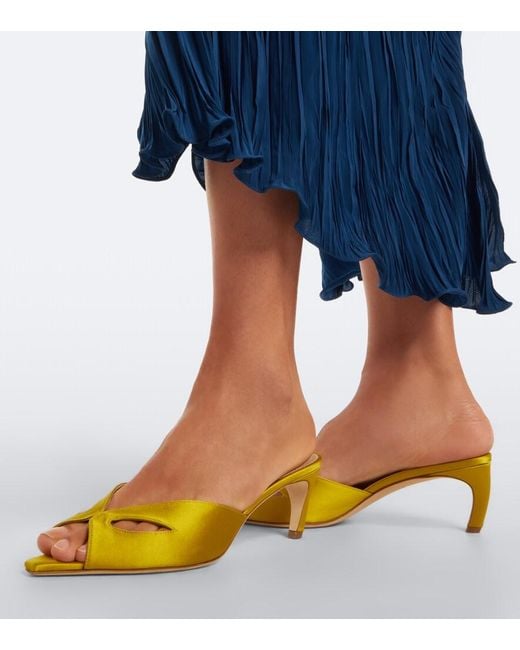 Victoria Beckham Yellow Harlow Mask Satin Mules