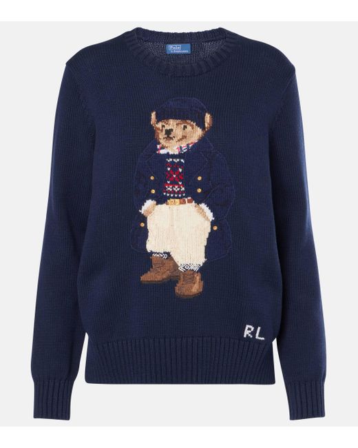 Polo Ralph Lauren Polo Bear Cotton Sweater in Blue Lyst UK
