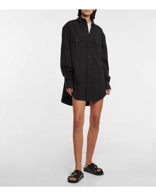 Wardrobe NYC Black Cotton Poplin Shirt Dress