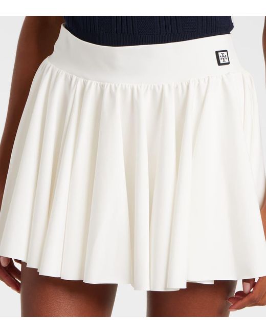 Tory Burch White T Monogram Gathered Jersey Tennis Skirt