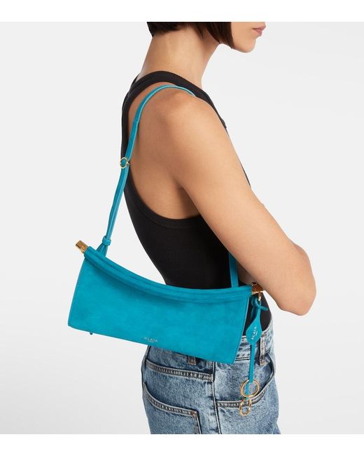 Alaïa Blue Le Click Small Suede Shoulder Bag