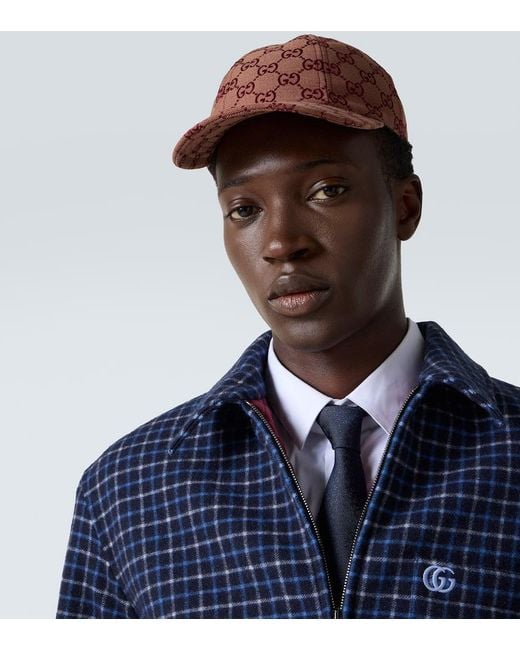 Gucci Red Gg Cotton-Blend Baseball Cap for men