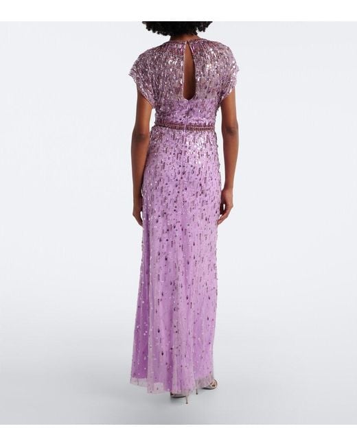 Jenny Packham Purple Lauretta Sequined Tulle Gown