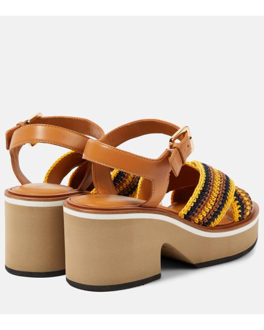 Robert Clergerie Brown Carya Crochet Platform Sandals