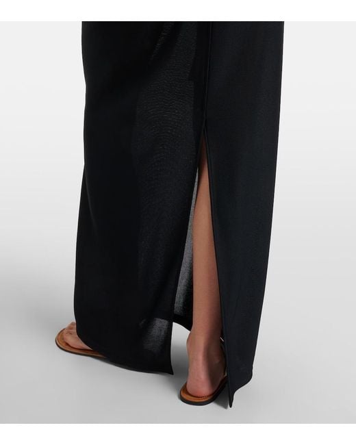 The Row Black Delyra Ruched Jersey Gown