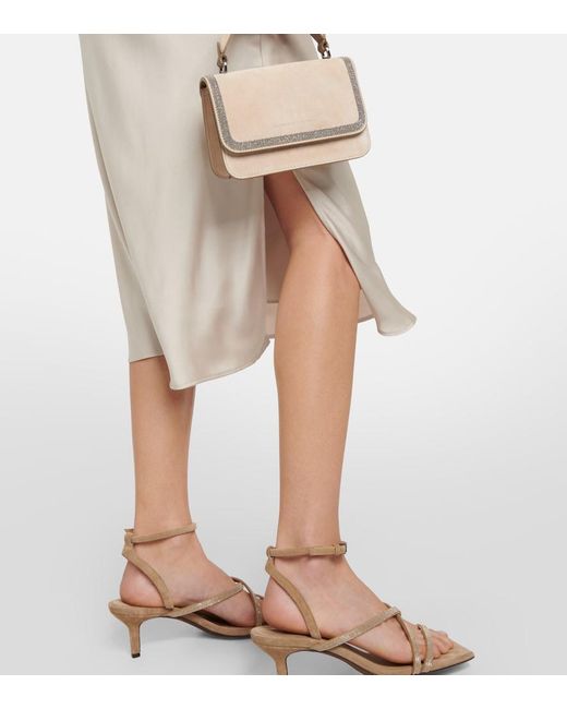 Brunello Cucinelli White Satin Midi Skirt