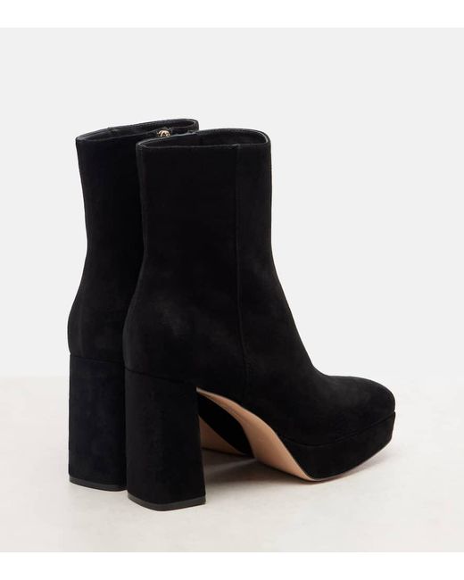 Gianvito Rossi Black Daisen 95 Suede Platform Ankle Boots
