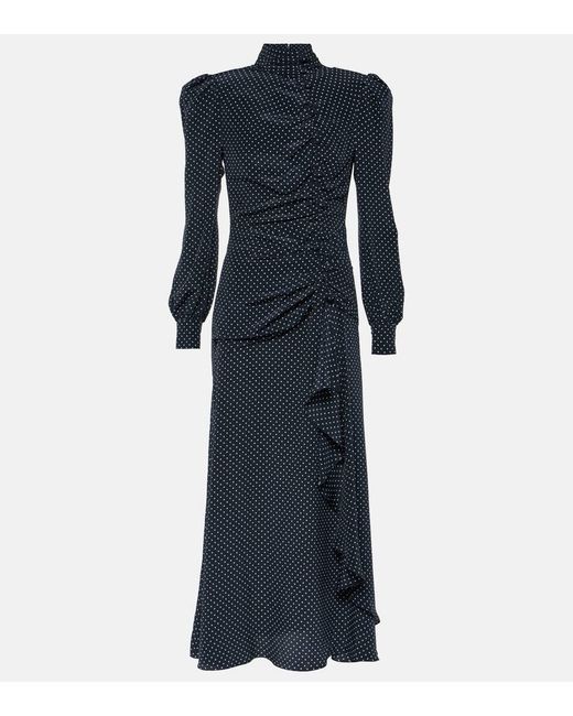 Alessandra Rich Blue Midikleid Aus Seide