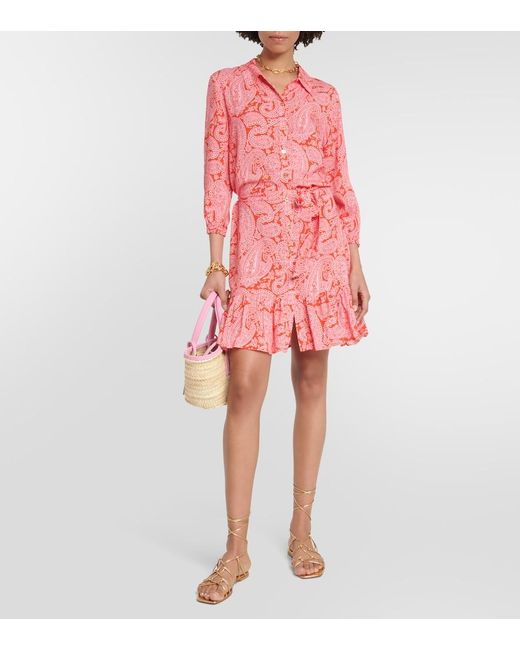 Heidi Klein Red Tangier Paisley-print Mousseline Mini Shirt Dress