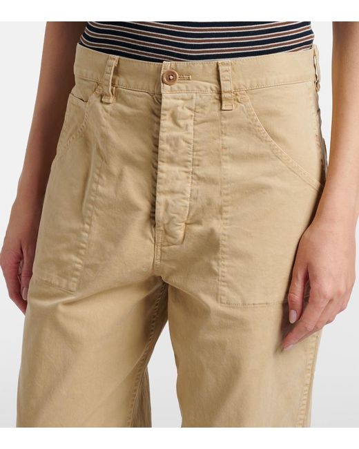 Nili Lotan Natural Whitney Cotton Wide-Leg Pants