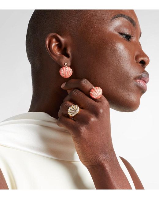 Yvonne Léon White Chevaliere Coquillage 18Kt Ring With Diamonds