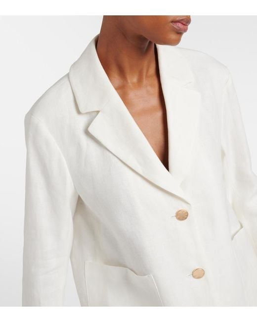Max Mara White Max Mara Carlotta Linen Blazer