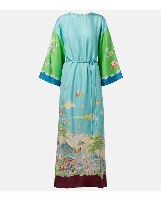 ALÉMAIS Green Bedrucktes Maxikleid Daria Aus Seide
