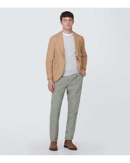 Brunello Cucinelli Natural Wool, Cashmere, And Silk Twill Blazer for men