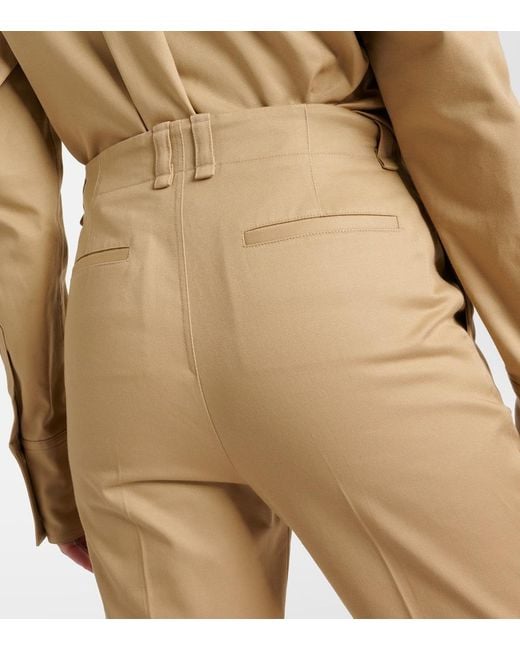 Pantalones rectos en dril de algodon Saint Laurent de color Natural