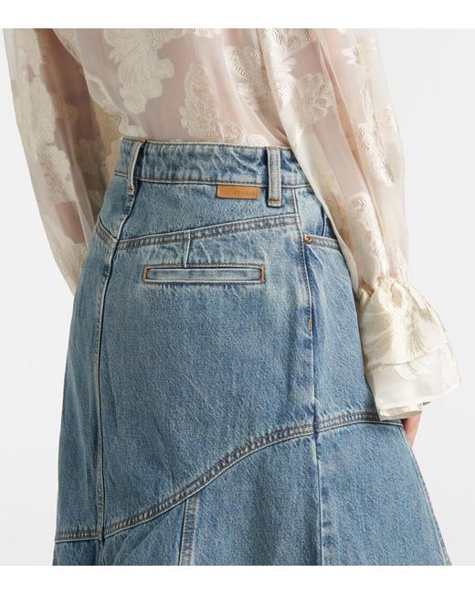 Zimmermann Blue Illustration Denim Midi Skirt