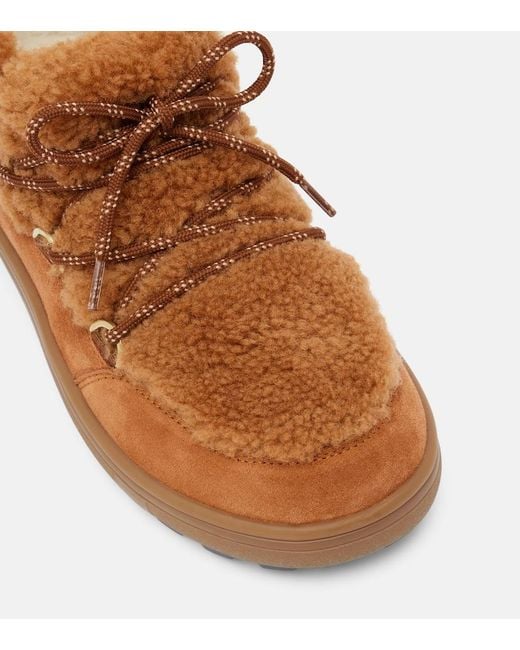Bogner Brown Chamonix Shearling-Trimmed Suede Ankle Boots