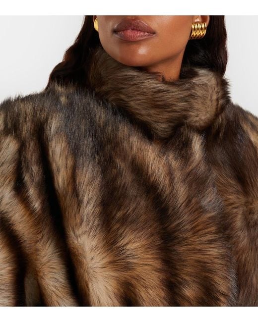 Nour Hammour Brown Elsa Shearling Wrap Jacket