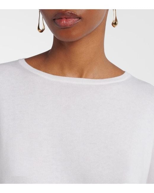 Extreme Cashmere White N°347 Aries Cotton And Cashmere T-Shirt